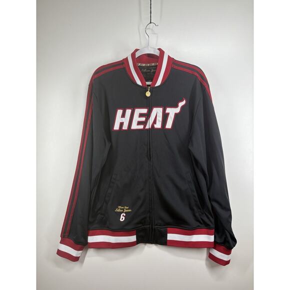 Lebron James Miami Heat Adidas Men Jacket Warm Up NBA Legendary Black Sz Large L